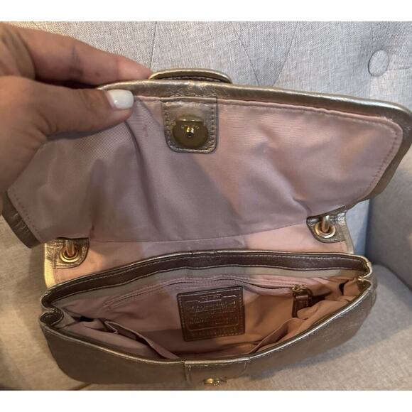 Coach Platinum Rose Gold Glam Snap Closure Shoulder Bag - “Karie” - Picture 6 of 9